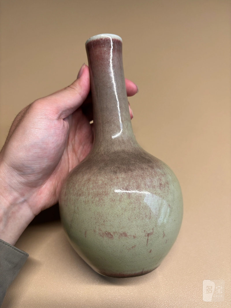 清康熙 豇豆红釉天球瓶 - 图2